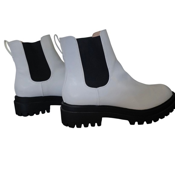 White Chunky Platform Chelsea Boots Y2K Grunge Streetwear Goth Indie Edgy Style - Picture 1 of 7
